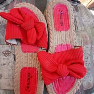 Red Bow Slide Sandals